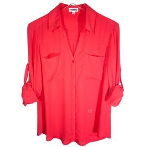 [Express] Portofino Rolled Sleeve Career Blouse